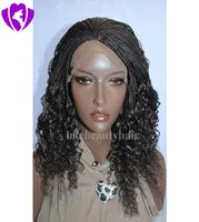 Fullly handmade Short Braids Wig 16inches Box Braided Wigs For Women Heat Resistant Fiber Synthetic Lace Front Wig 1b dark brown 7886772