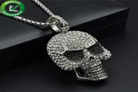 Iced Out Chains Pendant Designer Necklace Hip Hop Jewelry Men Diamond Skeleton Skull Pendants Titanium Stainless Steel Bling Rhine4293455