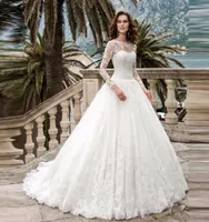 Scoop Aline Long Sleeves Lace Applique Wedding Dress 2021 Bridal Gowns Vestido de Casamento7847092 참조