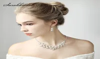 Fashion Wedding Bridal Jewelry Sets Party Collar Parring Jewelery Juego de joyería SimulatedPearl Accesorios de joyería 150363391792