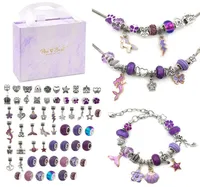 64 PCs Diy Charm Bracelet Colares Kit de jóias com caixa de presente rosa para meninas Mulheres Valentines Birthday Christmas Presente 220427649844