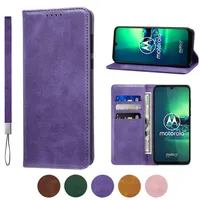 حالة من Moto G8 Plus Handbag Pu Leather Motorola Case Wallet حامل بطاقة Flip Bracket Phone 360 ​​°