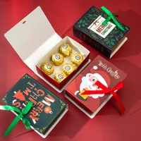 Hediye Sargısı 145pcs Kitap Şekli Merry Christmas Candy Boxes Çantalar Noel Baba Kutusu Navidad Natal Noel Party Dekorasyon Malzemeleri 221122