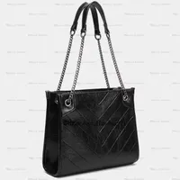 Bolso de hombro de cuero de aceite arrugado Aceite de cera Luxury Women Women Woman Shopper Bag Bag Bag Bag Lady Nikis Bolsas de compras