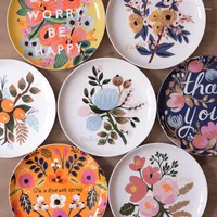Placas jantar nórdico de cerâmica 8 polegadas de mesa pendurado na parede de placa decorativa padrão de flores para casa
