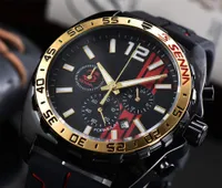 Top Quartz Watch 6pin Full Function Rostfritt st￥l Vattent￤t silikon Mens armbandsur