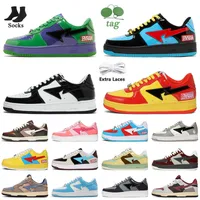 Bapestas Baped SK8 Sta Designer Casual Shoes Womens Mens Bapesta shoe Patent Leather Black ABC Camo Pink Blue Grey Orange Green With Socks Sneakers Sports Trainers