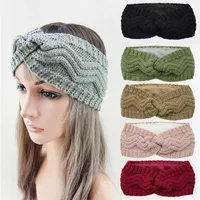 Fuzzy Fleece Lined Knitted Headband Girls Headwear Thick Wool Hairbands Crochet Twisted Wide Headwrap Winter Hair Accessories