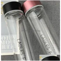 Water Bottles Transparent Glass Cup Lovers Long Style Juice Beverage Bottles English Letter Pattern Tiny Glasses Water Bottle 5 8Jg Dh1Ac