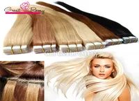 Greatremy PU Cilt Saç Atkı Bant Saç Uzantıları Brezilya Bakire Düz Bant İnsan Saç Uzatma 9 Renk Mevcut 6603517