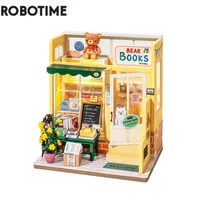 Doll House Accessories Robotime Rolife DIY Mind-Find Bookstore with Furniture Children Adult Miniature house Wooden Kits Toy DG152 221122