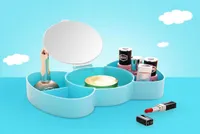 Bathroom Storage Organization Desktop Finishing Box With Mirror Cosmetic Lipstick Jewelry Nail Polish Finisher
