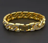 Pulsera Cubana conamantes de imitacion para hombre cadena eslabones imitacion rpero circonita charme bracelets4313425