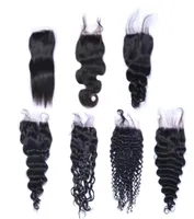 4x4 Lace Closure Straight Body Loose Deep Water Wave Kinky Curl Preplucked Nautral Hairlin313t