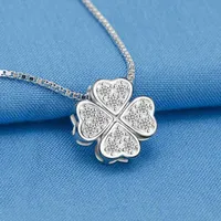 Pendant Necklaces Copper silver plated necklace women's new four leaf clover pendant simple versatile clavicle chain Japanese and Korean micro inlaid Pendant