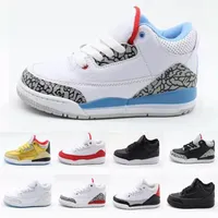 2021 Jumpman 3 Basketball Shoes Boys Girls White Black Gold Cement Infrared 23 Wolf Gray Kids Sneakers 3S Baby Trainers Sports SNE287Y