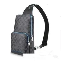Дизайнерский кросс кузов n40008 проспекта Sling Bag Men Blue Black рюкзаки показывает окисленные кожаные деловые сумочки Totes Messenger