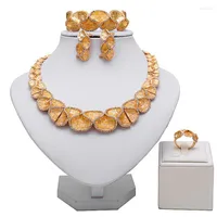 Necklace Earrings Set 2022Latest Fashion African Jewelry Round Pendant Gold Color Dubai Big Wedding Gift For Women