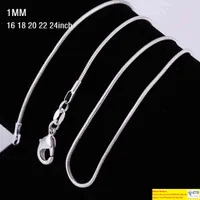 1mm 30 Zoll 925 Sterling Silber Schlangenkette Halskette 925 Stempelte Schlangen Halsketten f￼r Frauen Mode Schmuck billig