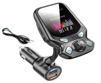 100pcs T819 QC30 MP3 Player Wireless InCar Hands calls Bluetooth 50 FM Transmitter Radio Adapter Car Kit Black USB Charge