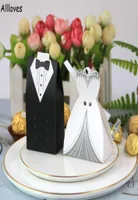 100 pcslot Bride And Groom Wedding Favor Holders Gifts Bag Candy Box DIY With Ribbon Wedding Decoration Souvenirs Party Supplies 2706096