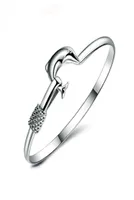 20pcslot gift factory 925 silver charm bangle Fine Noble mesh Dolphin bracelet fashion jewelry 13043664408