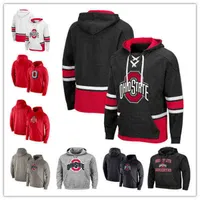 Custom Man College Football Ohio State Buckeyes OSU Sweatshirts Pullover Hoodies Jersey Red White Black Grey