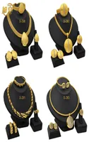 XUHUANG African Necklaces Bracelets Earing Sets Nigerian Wedding Jewelry Ethiopian Gold Colour Necklace Jewellery Gifts 2204182652860