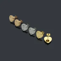 Womens Heart Love Earrings Studs Designer Jewelry Hrart Studs Gold/Silvery/Rose Full Brand As Wedding Christmas Gift