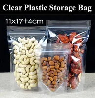 100pcs 11x174cm 43quotx67quot 160micron Stand up Clear Zip Plastic Packaging Bag Transparent Resealable Gift Plastic Pouc