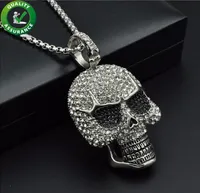 Cha￮nes glac￩es Collier de cr￩ateur pendentif Bijoux Hip Hop Mens Diamond Squelette Skull Pendants Titanium en acier inoxydable Bling Punk9501661