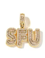 AZ Custom Mini Baguette Letters Pendant Necklace With Name Men Zircon Commission Gift Hip Hop Jewelry7552289