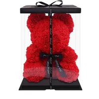 Immortal Rose Bear Creative 25 cm Flower Bear Reghi di Natale di San Valentino artificiale