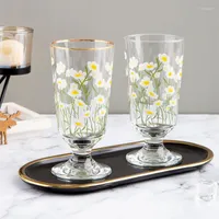 Weingl￤ser Yomdid Flowers Goblet s￼￟e G￤nsebl￼mchen Tulpe Design Glas Tasse zum Trinken von Milchsaft Kaffeetasse Praktische Wasser