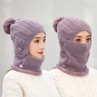 Muffs d'oreille K251 chapeau d'hiver chapeau de femme chaude tricot tricot bulle laine épaisse froide avec oreillettes Baotou Cap 211229