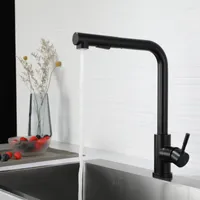 Mutfak Muslukları Siyah Çeken Lavabo musluk güverte monte edilmiş dere püskürtücü mikser musluk banyo soğuk