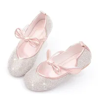 لطيف الأطفال الفتيات أحذية الجلود الأميرة للازمع اللمعان الماس القوس الأطفال المتسكعون 211230292D