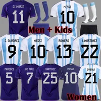Argentine Soccer Jersey Fans Joueur Version 2022 Dybala Martinez Maradona de Paul Football Shirt 22 23 Men Women Kids Sets Uniforme avec des chaussettes Di Maria 03904