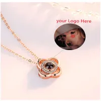 Pendant Necklaces S925 Sterling Sier Lucky Grass I Love You personalized projection photo necklace