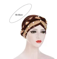 Beanies Fashion Head Wrap Faux Pearl Decor Sweat Absorbing Breathable Braided Dual Color Bandana Hat J2211101698790