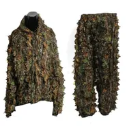 Polyester Durable Outdoor Woodland Sniper Camo Ghillie Suit Kit Cloak Outdoor Leaf Camouflage Jungle Hunting Birding suit3845186