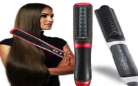 Pro Heating Electric Ionic Fast Safe Hair Straightener Anti static Ceramic Straightening Brush Comb gold hair straightener2702