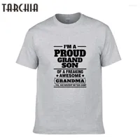 남자 T 셔츠 Tarchia 셔츠 남성 브랜드 짧은 슬리브 힙합 남성 I 'm a a proud grand son t-shirts mens 캐주얼 재미있는 tshirt 슬림 티 탑