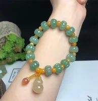 Bangle Arrival Sugh Charm Natural Aventurine Pumpkin Beads Golden Jade Beded Bracelets for Women Fine Jewelry YBR685 2210