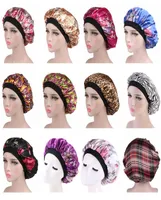 Whole 10pcsLot Women Men Satin Night Sleep Cap Hair Bonnet Hat Silk Head Cover Wide Elastic Band One Size4501852