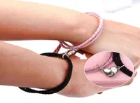 2PCS Para stali nierdzewnej Para Bracelets Braid Rope Heart Vendant Charm Bransoletka magnetyczna dla kobiet mężczyzn