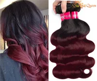 Gagaqueen Brazilian Ombre 1B 99J Body Wave Virgin Hair 3 Bundles Burgundy Hair Extensions 1B 99j Human Hair Weave8722801