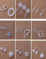 Mixed Fashion Jewelry Set 925 Silver necklace earrings for women to send his girlfriend wife gifts 9setlot 14662982017