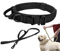 Duarable Tactical Dog Collar Leash Nylon Military Adjustable Grand Shepherd Outdoor Walking Training Accessoires PET 220221