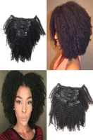 Afro-am￩ricain Afro Kinky Curly Clip in Human Hair Extensions 7pclot Malaysian Clip Ins Fdshine8349864